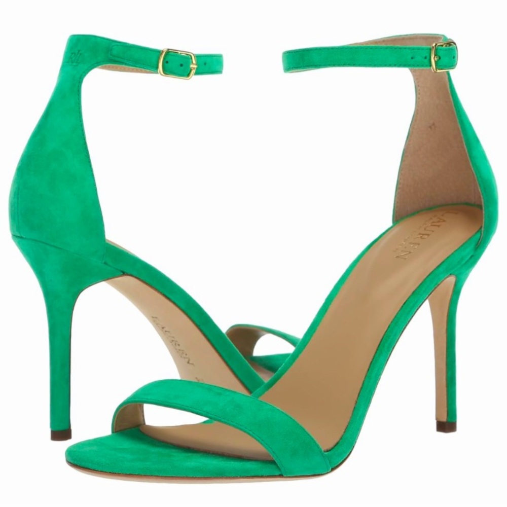 Lauren Ralph Lauren Women's Allie Ankle-Strap Suede Dress Sandal Green Topaz
